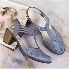 Sandalias piel caladas Rieker W RKR537 azul 6