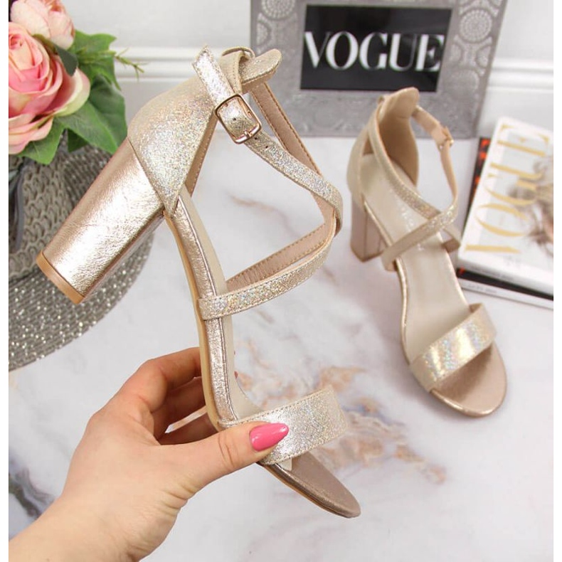 Sandalias oro Filippo W PAW355B en el poste dorado 1