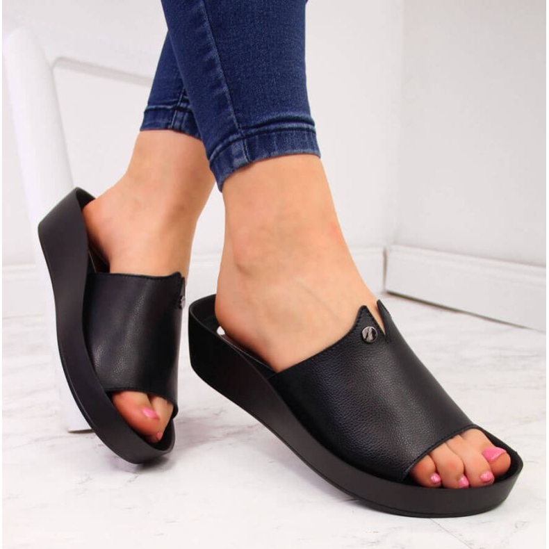 Zapatillas plataforma de piel Filippo W PAW199A negro 2