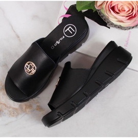 Babuchas de piel con cuña Filippo W PAW362A negro 3