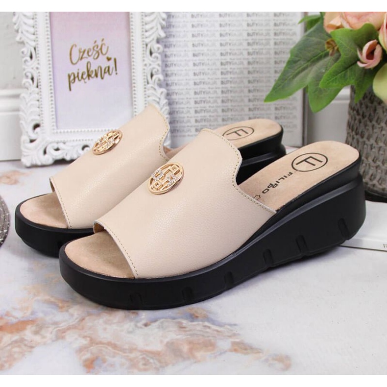 Babuchas de piel con cuña Filippo W PAW362B beige 2