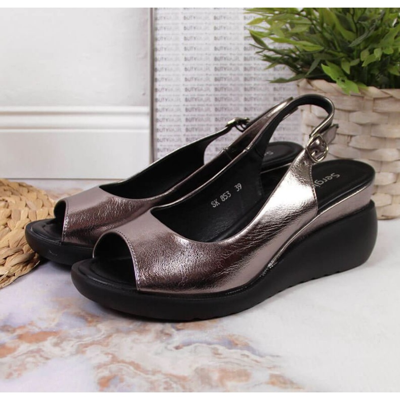 Sergio Leone W SK368B Sandalias cuña plata 2