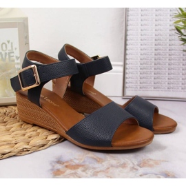Sandalias cuña Sergio Leone W SK376C azul marino 2