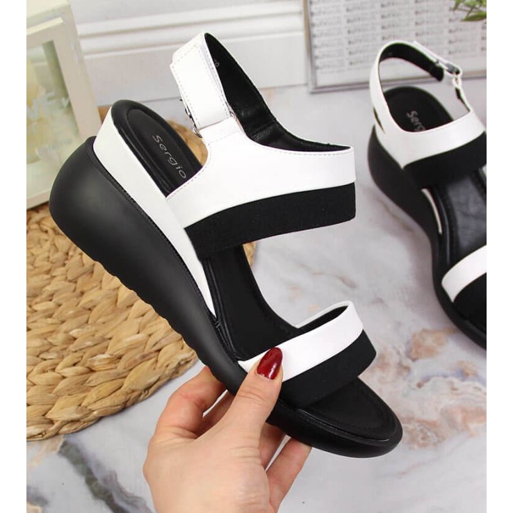 Sandalias con cuña Sergio Leone W SK377B blanco 1