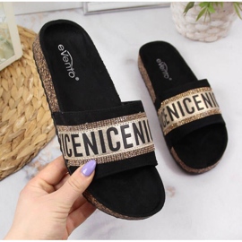 EVEnto W EVE354 Chanclas negro dorado 1