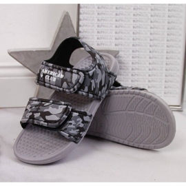 Sandalias espuma velcro American Club Jr AM881B gris 3