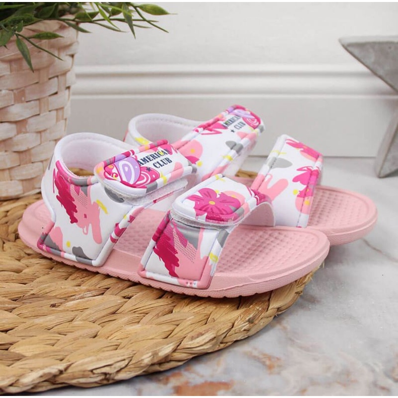 Sandalias espuma velcro American Club Jr AM882A rosa 2
