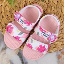 Sandalias espuma velcro American Club Jr AM882A rosa rosado 4