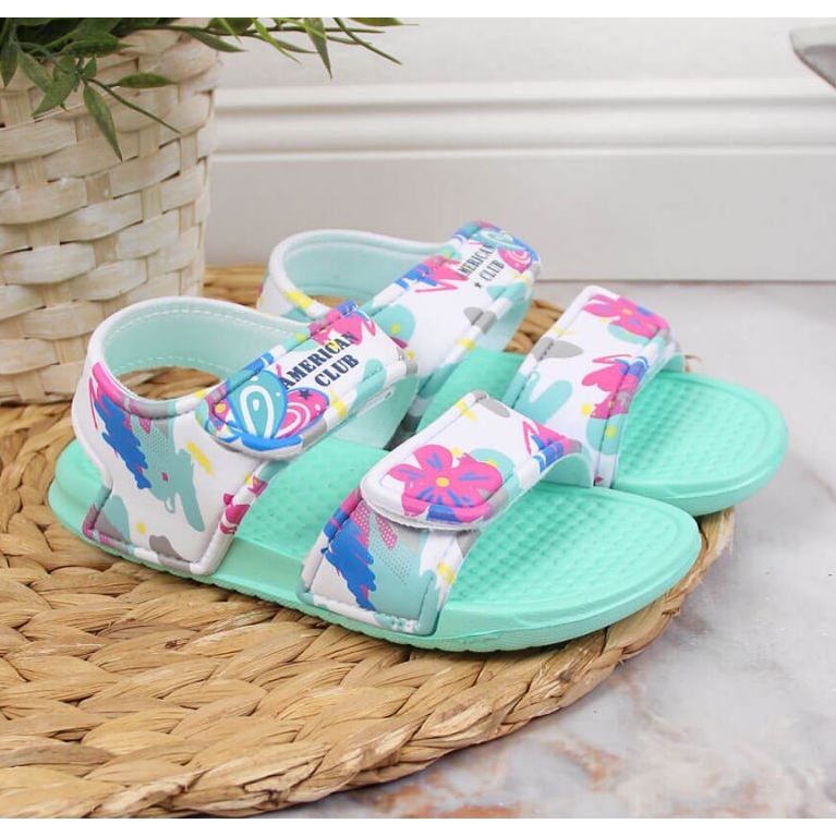 Sandalias espuma velcro American Club Jr AM882B menta azul 2