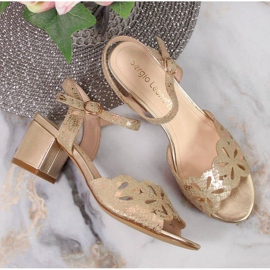 Sandalias en el puesto de Sergio Leone W SK371 oro dorado 6