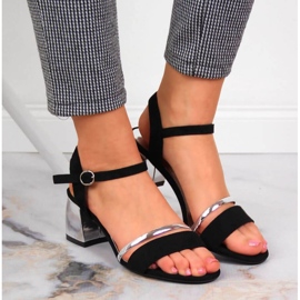 Sandalias en el puesto de Sergio Leone W SK372A negro y plata 4