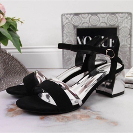 Sandalias en el puesto de Sergio Leone W SK372A negro y plata 5