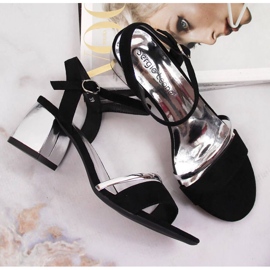 Sandalias en el puesto de Sergio Leone W SK372A negro y plata 6