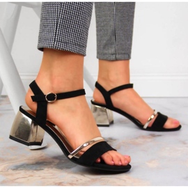 Sandalias en el puesto de Sergio Leone W SK372B negro y oro 3