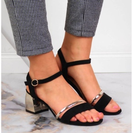 Sandalias en el puesto de Sergio Leone W SK372B negro y oro 4