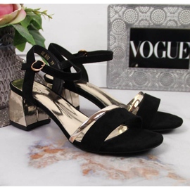 Sandalias en el puesto de Sergio Leone W SK372B negro y oro 5