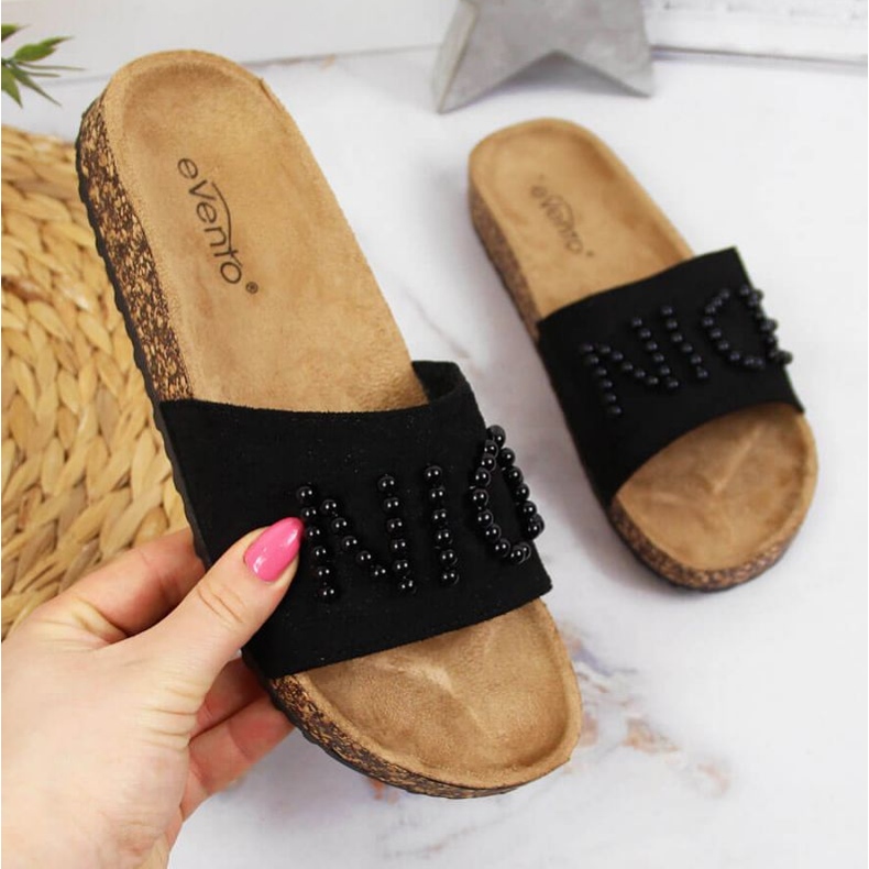 Zapatillas con perlas eVento W EVE356A negro 1