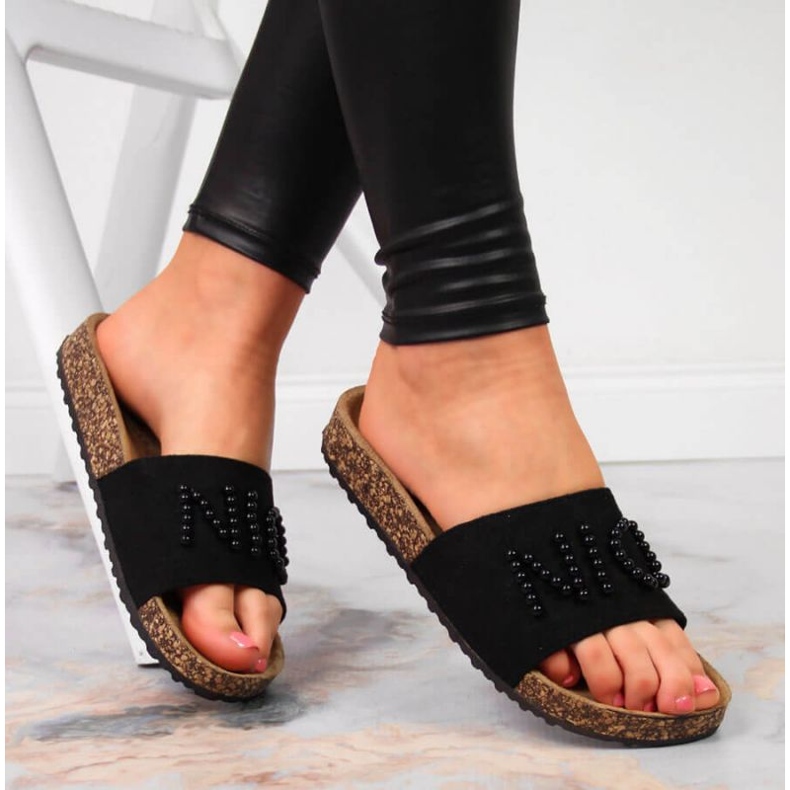 Zapatillas con perlas eVento W EVE356A negro 2