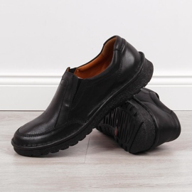 Zapatos sin cordones de hombre en piel, negro Łukbut 946 2
