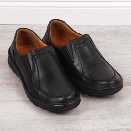 Zapatos sin cordones de hombre en piel, negro Łukbut 946 4