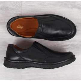 Zapatos sin cordones de hombre en piel, negro Łukbut 946 3