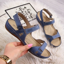 Sandalias cómodas piel azul marino Helios 205 3