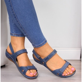 Sandalias cómodas piel azul marino Helios 205 1