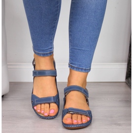 Sandalias cómodas piel azul marino Helios 205 2