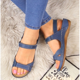 Sandalias cómodas piel azul marino Helios 205 5