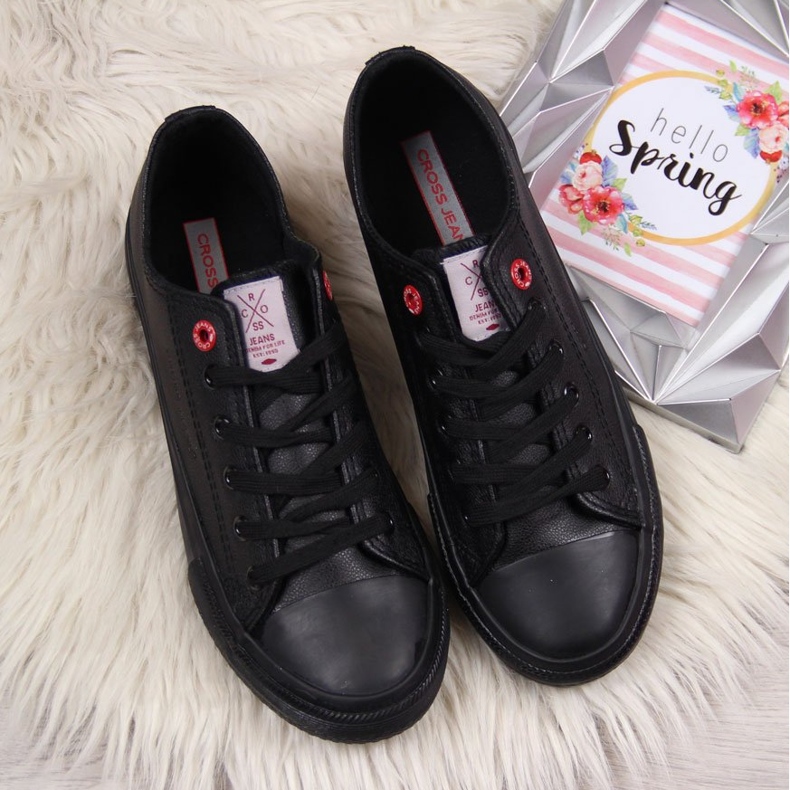 Deportivas bajas Cross Jeans negras de ecopiel negro 2