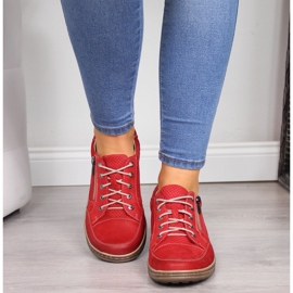 Zapatos mujer piel con cremallera rojo Helios 357 1