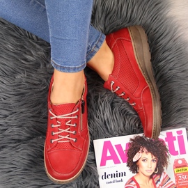 Zapatos mujer piel con cremallera rojo Helios 357 2