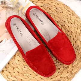 Mocasines mujer piel Vinceza rojo 4
