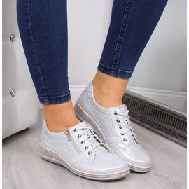 Zapatos de mujer de piel con cremallera, plata Helios 357 5