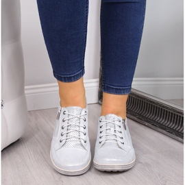Zapatos de mujer de piel con cremallera, plata Helios 357 6