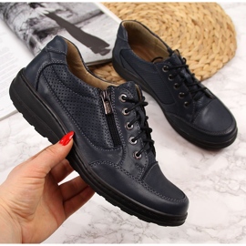 Zapato mujer piel con cremallera azul marino Helios 357 2