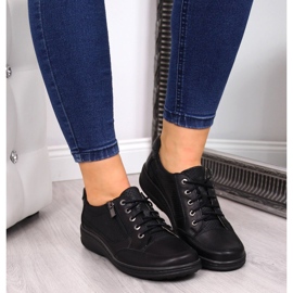 Zapatos de mujer de piel con cremallera negro Helios 357 5