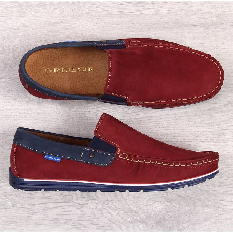 Mocasines hombre piel burdeos Gregor rojo 1