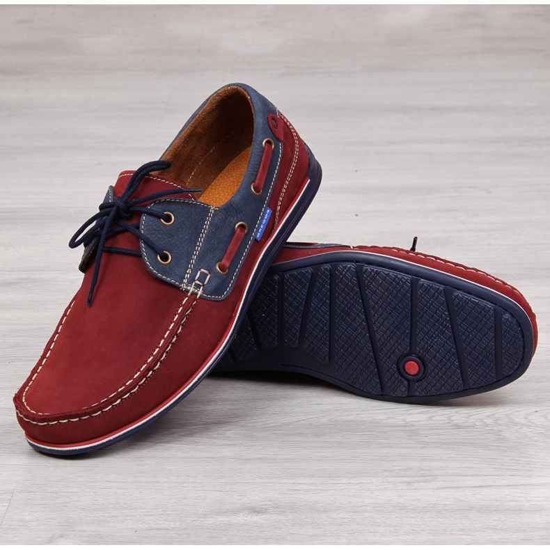 Mocasines hombre casual piel burdeos Gregor rojo 2