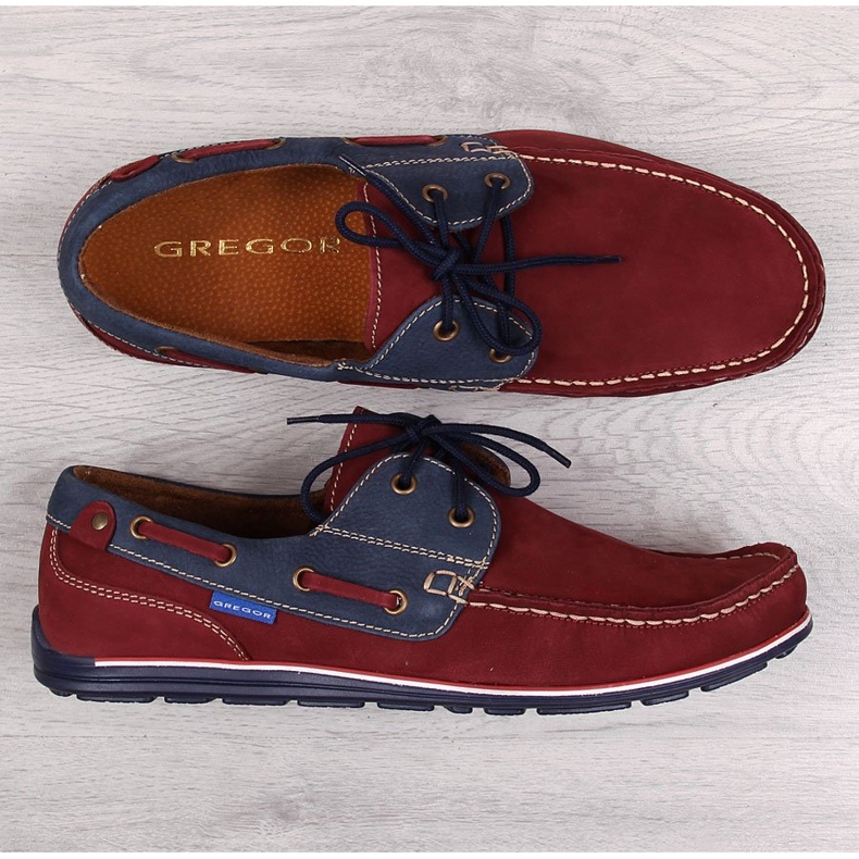 Mocasines hombre casual piel burdeos Gregor rojo 1