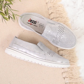 Zapatos mujer piel calados plata Jezzi 4
