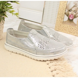 Zapatos mujer piel calados plata Jezzi 5