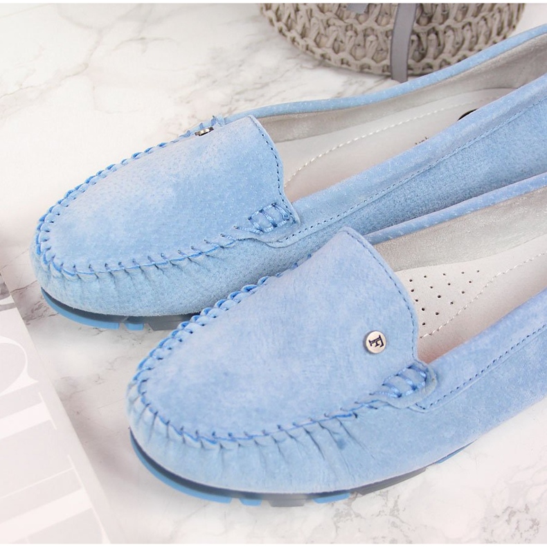 Mocasines mujer piel azul Filippo 2