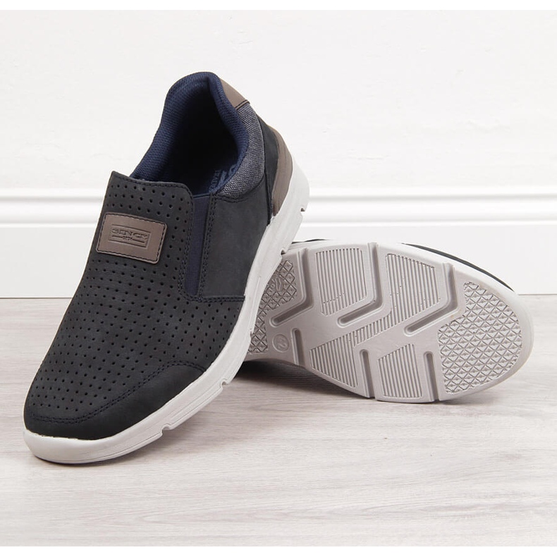 Zapato hombre piel calada azul marino Rieker 16455 2