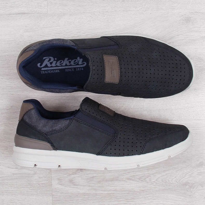 Zapato hombre piel calada azul marino Rieker 16455 1