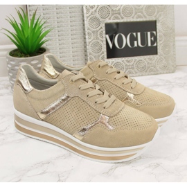 Deportivas de mujer en piel sobre plataforma Filippo beige 4