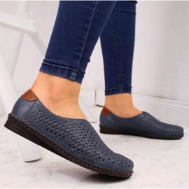 Zapatos mujer piel calada azul Rieker 48457 7