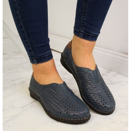 Zapatos mujer piel calada azul Rieker 48457 8