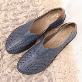 Zapatos mujer piel calada azul Rieker 48457 5
