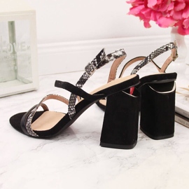 S.Barski Sandalias de mujer negras en un poste serpentino de S. Barski negro 2 S.Barski Sandalias de mujer negras en un poste serpentino de S. Barski negro 2